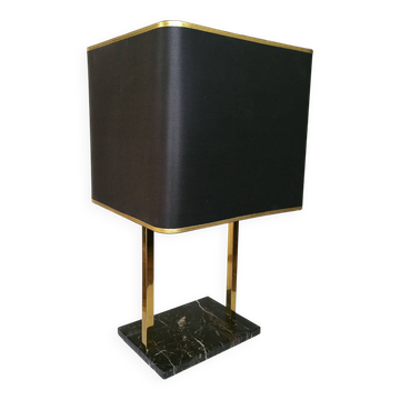 Vintage brass and black marble lamp, 1970