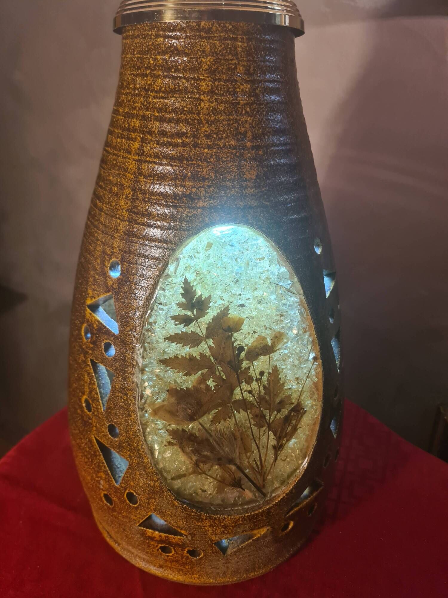 large lamp Accolay 87x44 in ceramic and resin inclusion Vintage/60 to 70