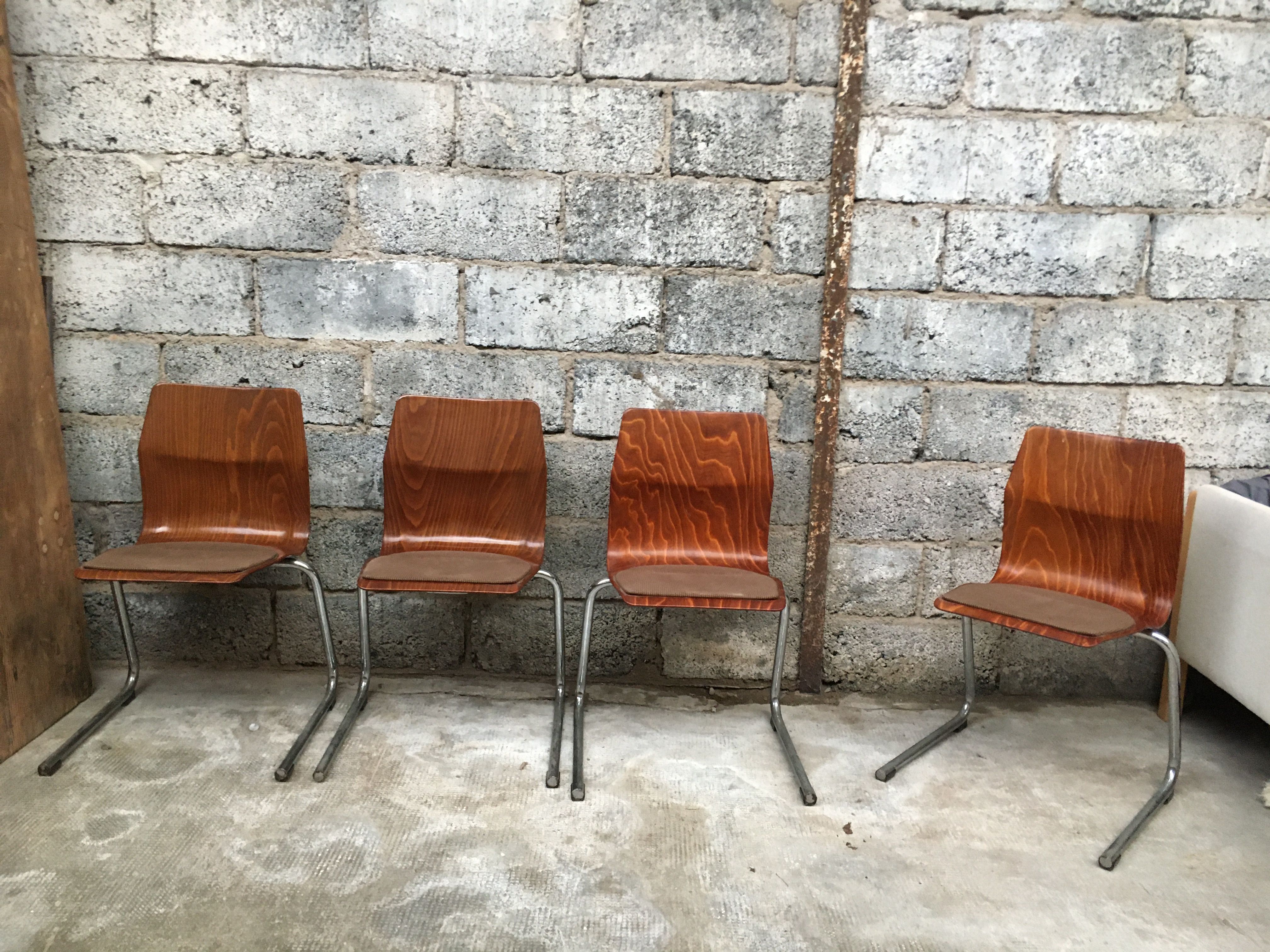 Series of 8 vintage retro stackable chairs FLOTOTTO PAGHOLZ by Adam Stegner 1960 1970