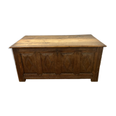 Large antique chest in weathered solid wood