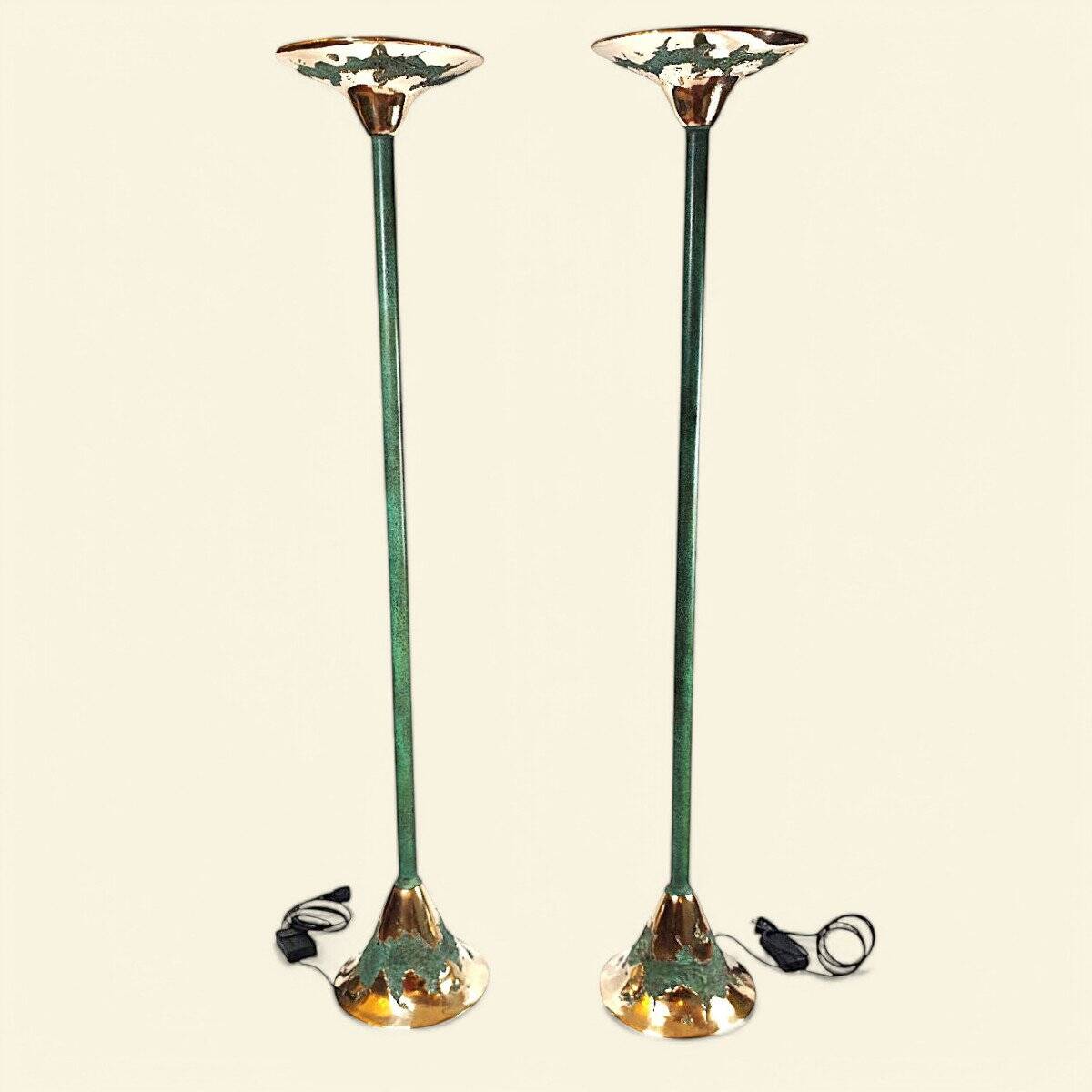 Brutalist Pair of Floor Lamps by Maison Valenti, 1970s-1980s