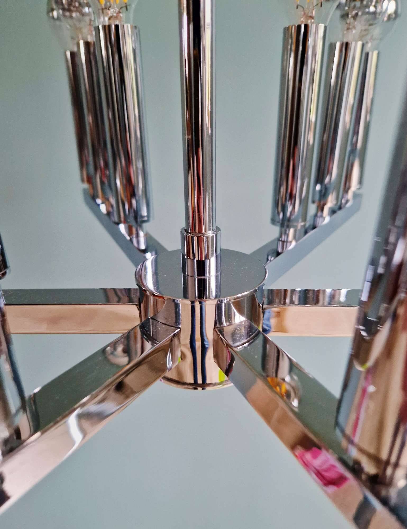 Space Age chandelier in chromed metal, 18 light points, 1970