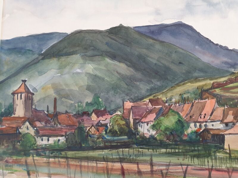 André Duculty (1912-1990) Watercolor on paper "Kaysersberg (Alsace)" Signed lower right
