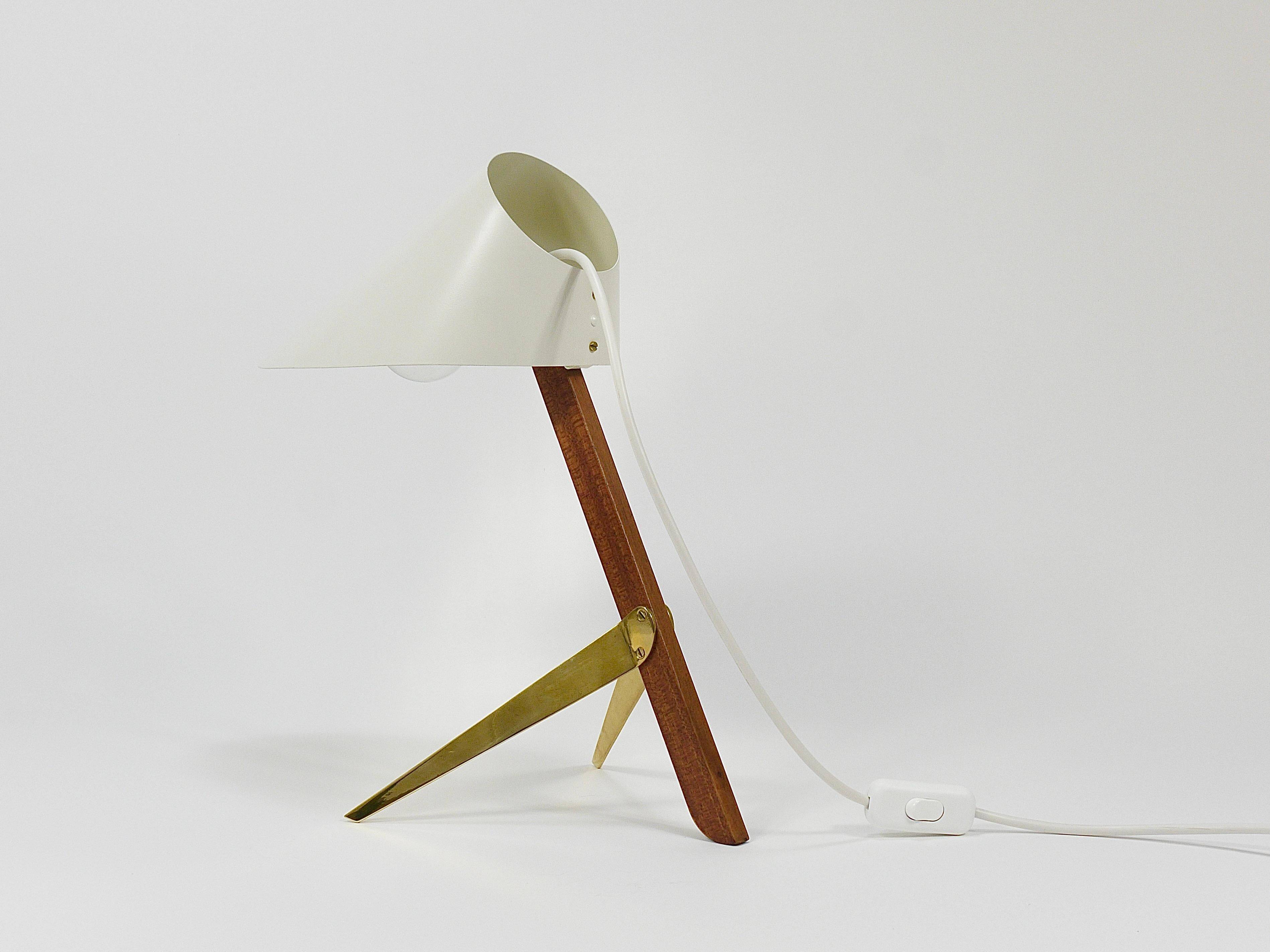 Two white desk lamps "Billy TL" by J.T. Kalmar, Vienna, mid-century style.