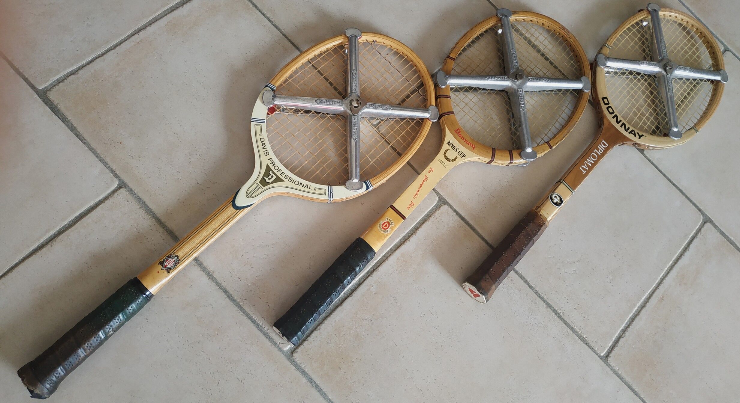 3 tennis wooden rackets 1950/1960