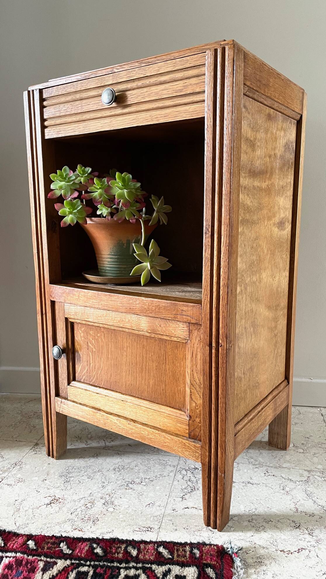 Cube bedside table in oak 1950s