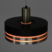 Pendant light in brushed aluminium and black by Carl Thore for Granhaga. Sweden 1960s.