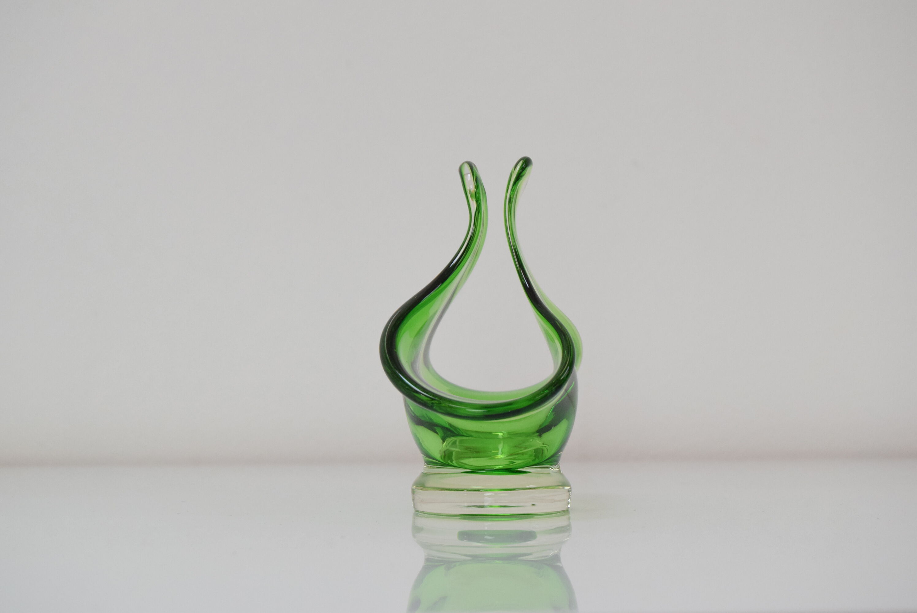 Art Glass Basket by Josef Hospodka for  Chribska Glassworks,1960's.