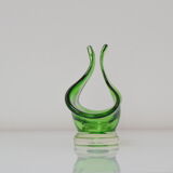 Art Glass Basket by Josef Hospodka for  Chribska Glassworks,1960's.