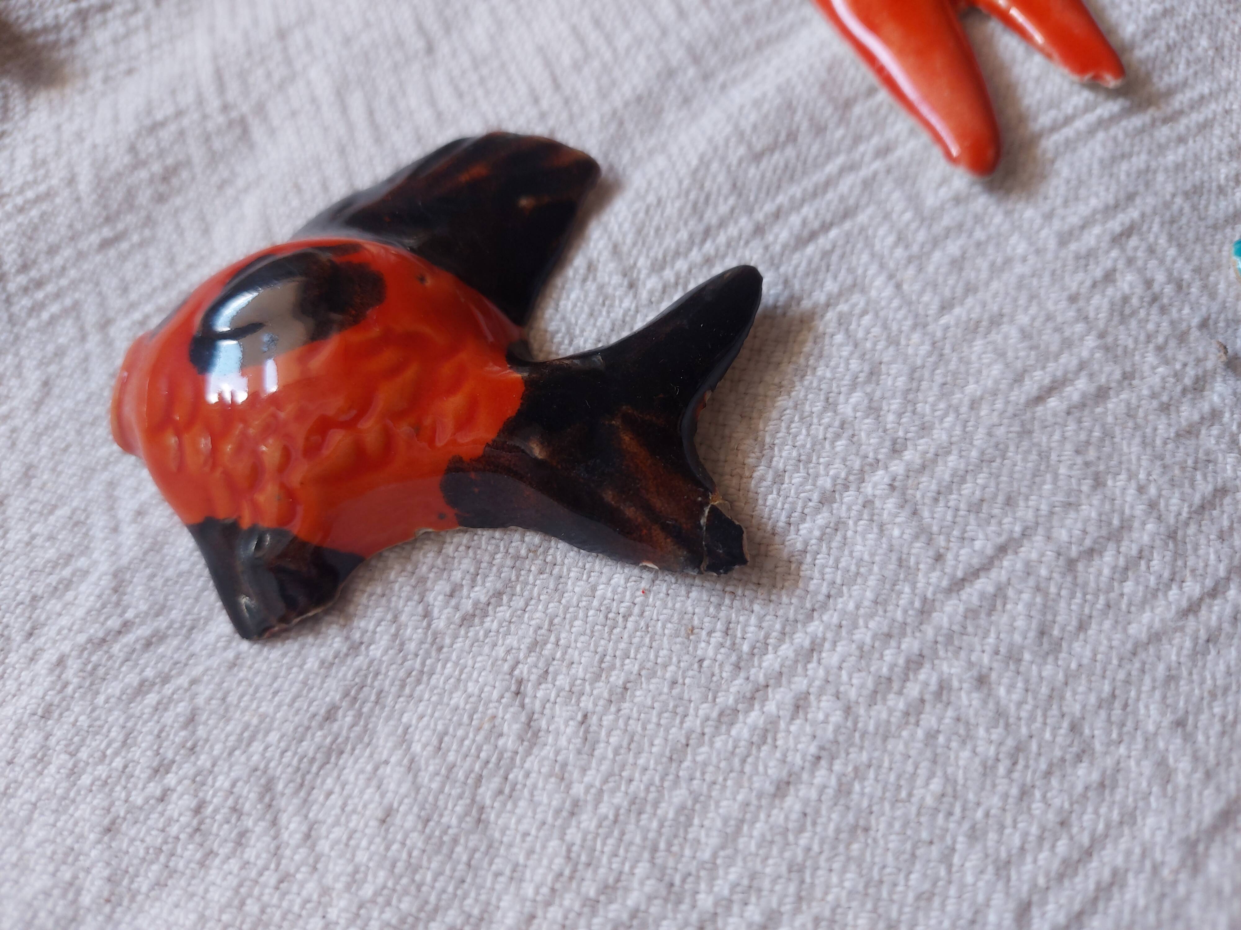 Set of 10 ceramics animals, fish, butterfly