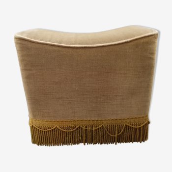 Yellow velvet fringed ottoman 1960