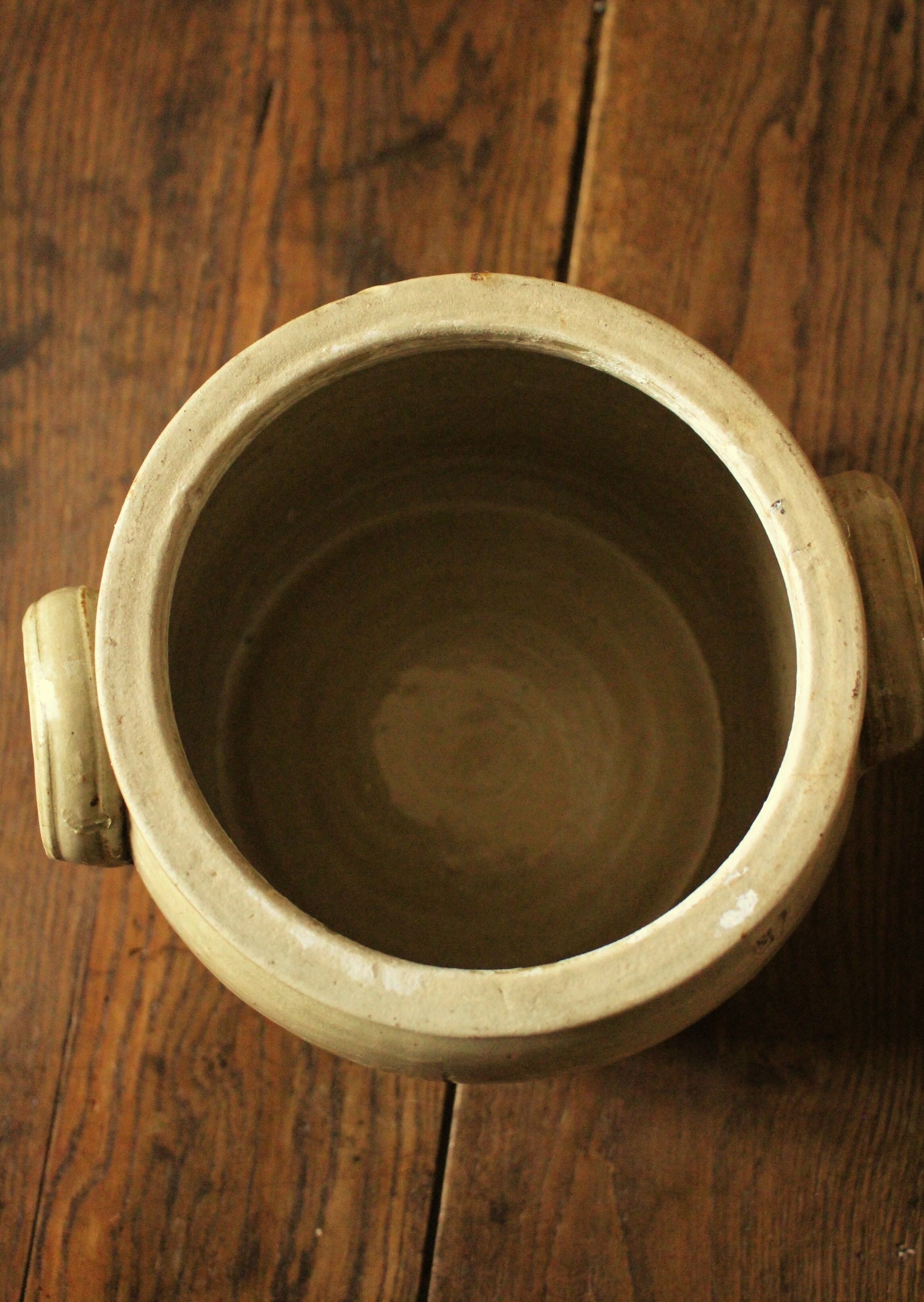 Grey glazed stoneware pot two handles 5 L