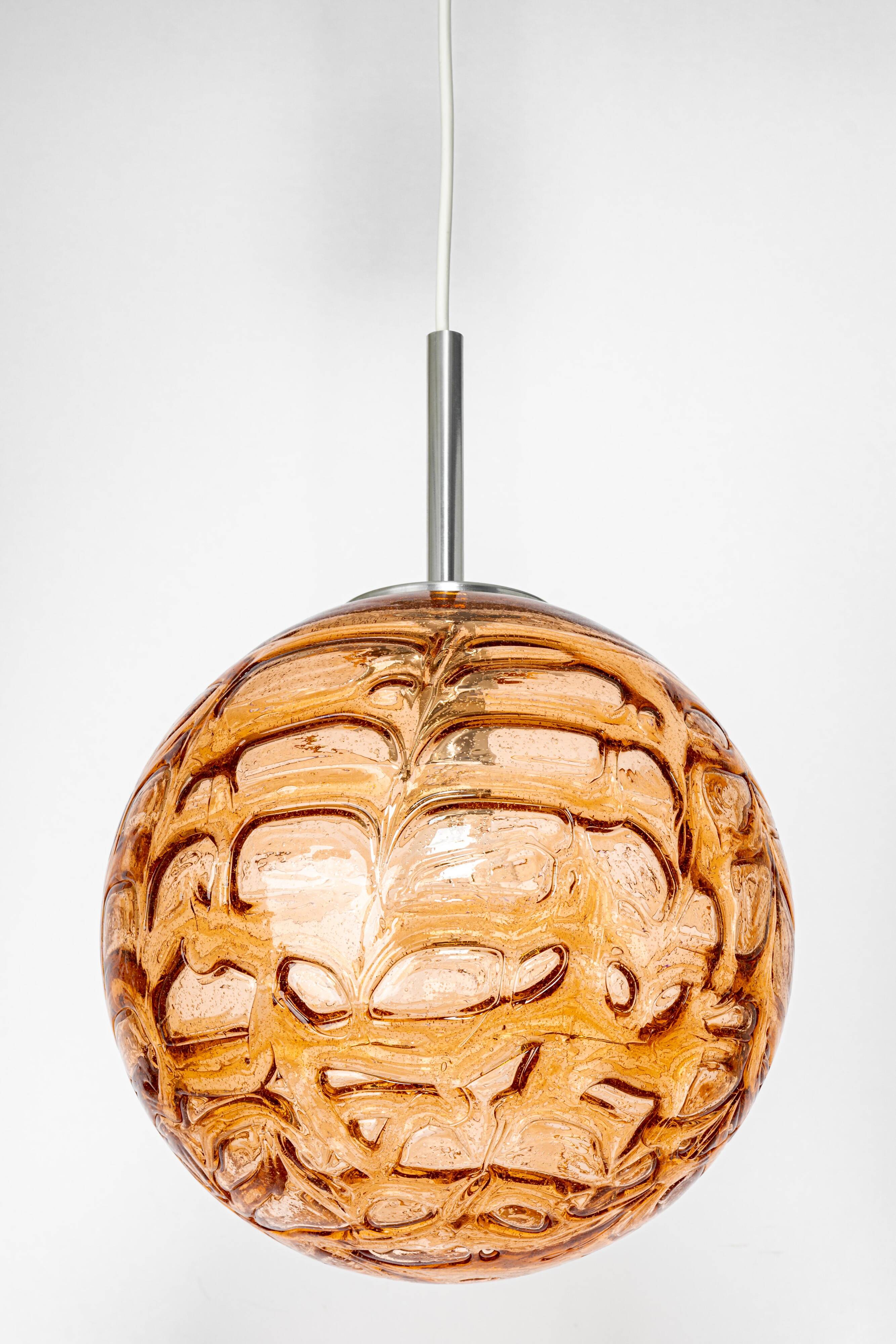 Murano Glass Pink Pendant Light by Doria, Germany, 1970s