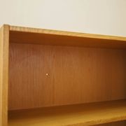 Ash shelving unit on splayed legs, Denmark, 1960s