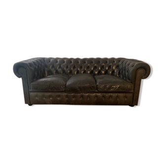 Canapé Chesterfield cuir noir Fleming et Howland modèle William Blake