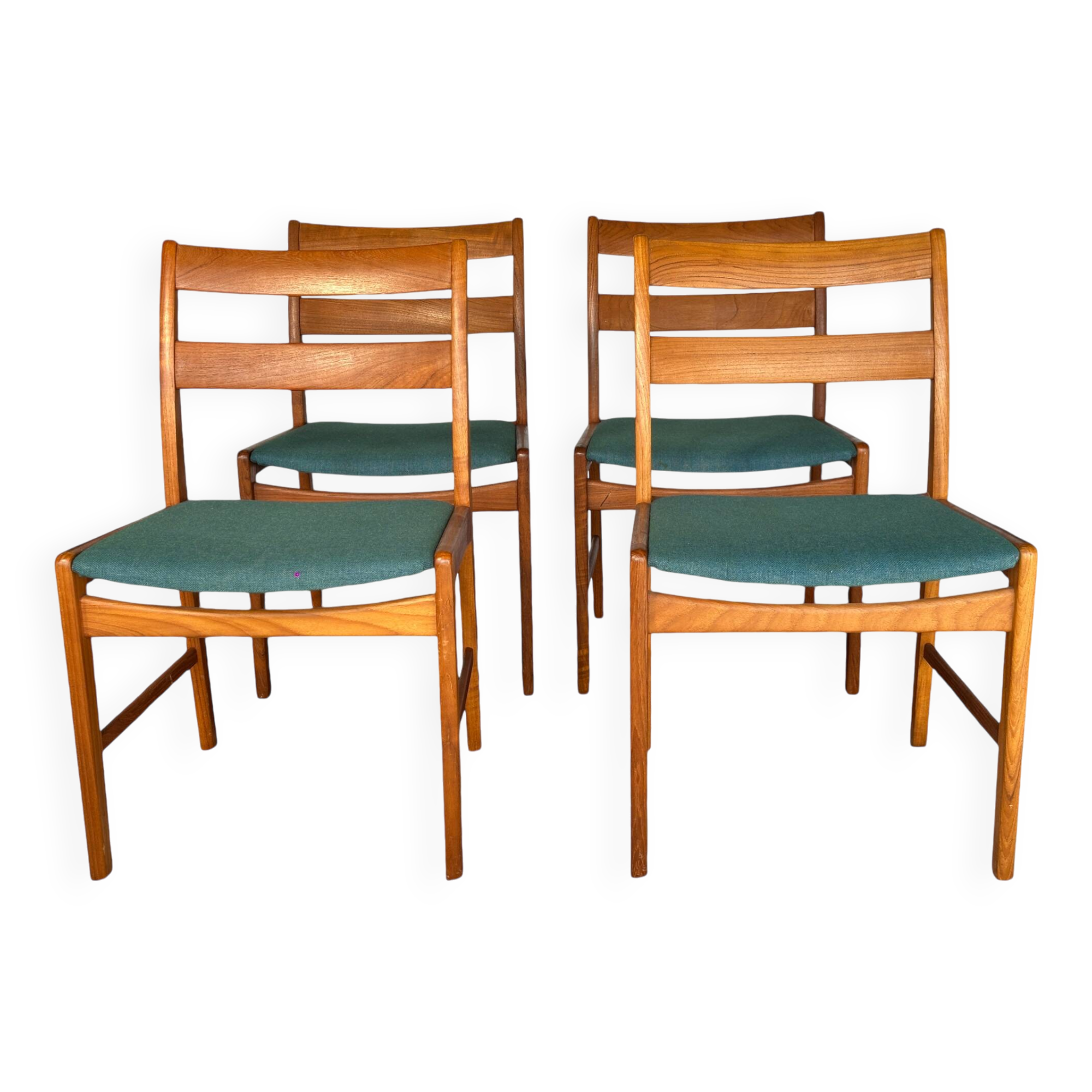 Set of 4 vintage Danish wood and wool chairs by Sax, Denmark 1960s