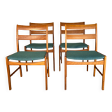 Set of 4 vintage Danish wood and wool chairs by Sax, Denmark 1960s