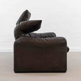Brown leather 2-seater sofa Cassina Maralunga by Vico Magistretti