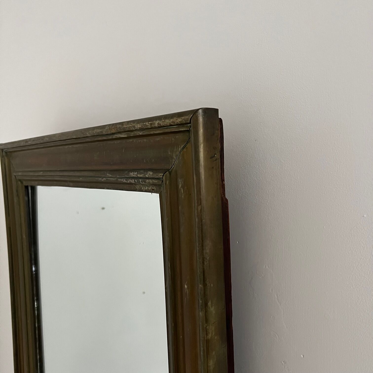 Antique french brass bistro mirror