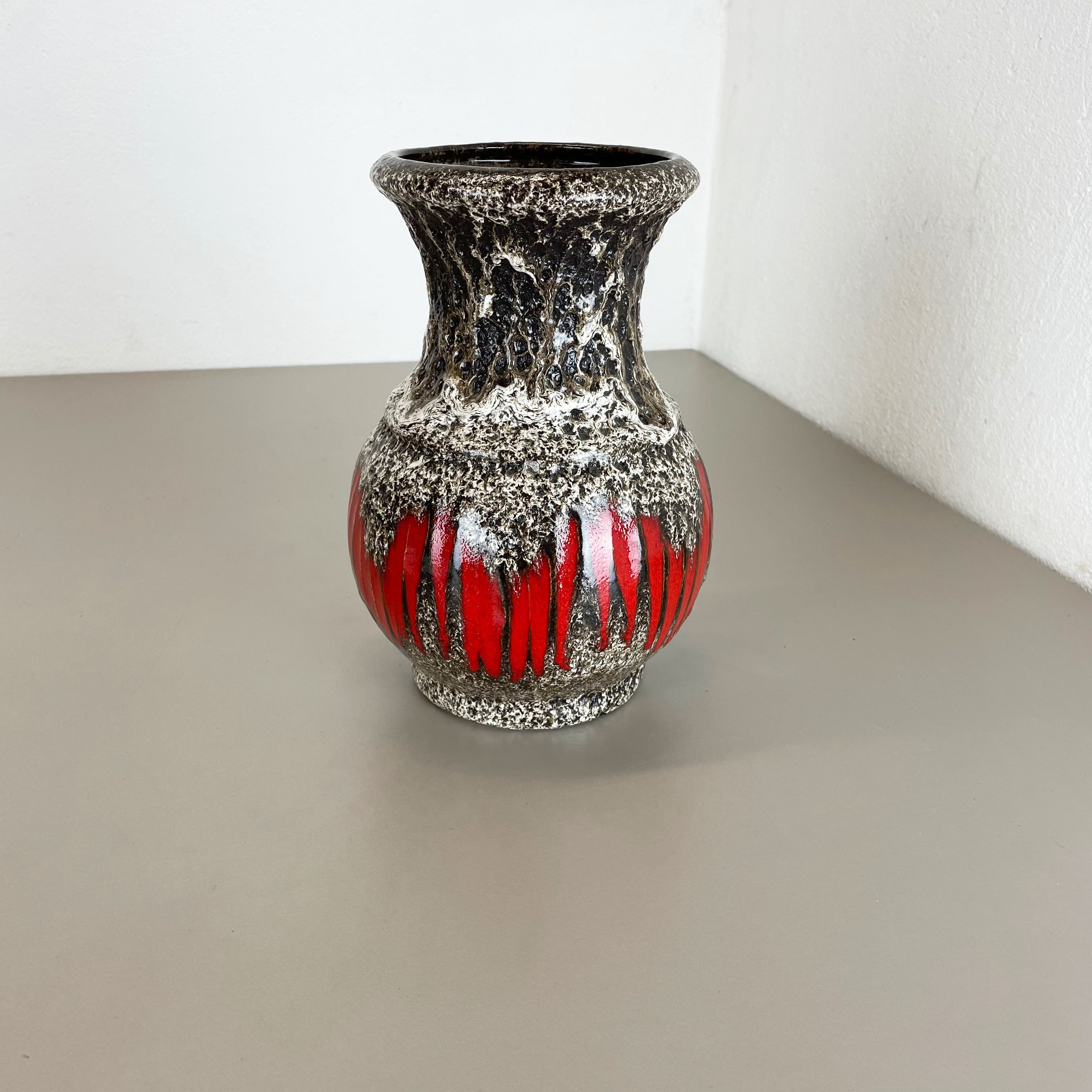 Zig Zag Pottery Fat Lava Vase Made by Scheurich, Germany, 1970s