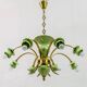 Lustre italien à 8 lumières en porcelaine et laiton de style néoclassique, années 1960