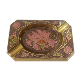 Art deco brass emailed ashtray