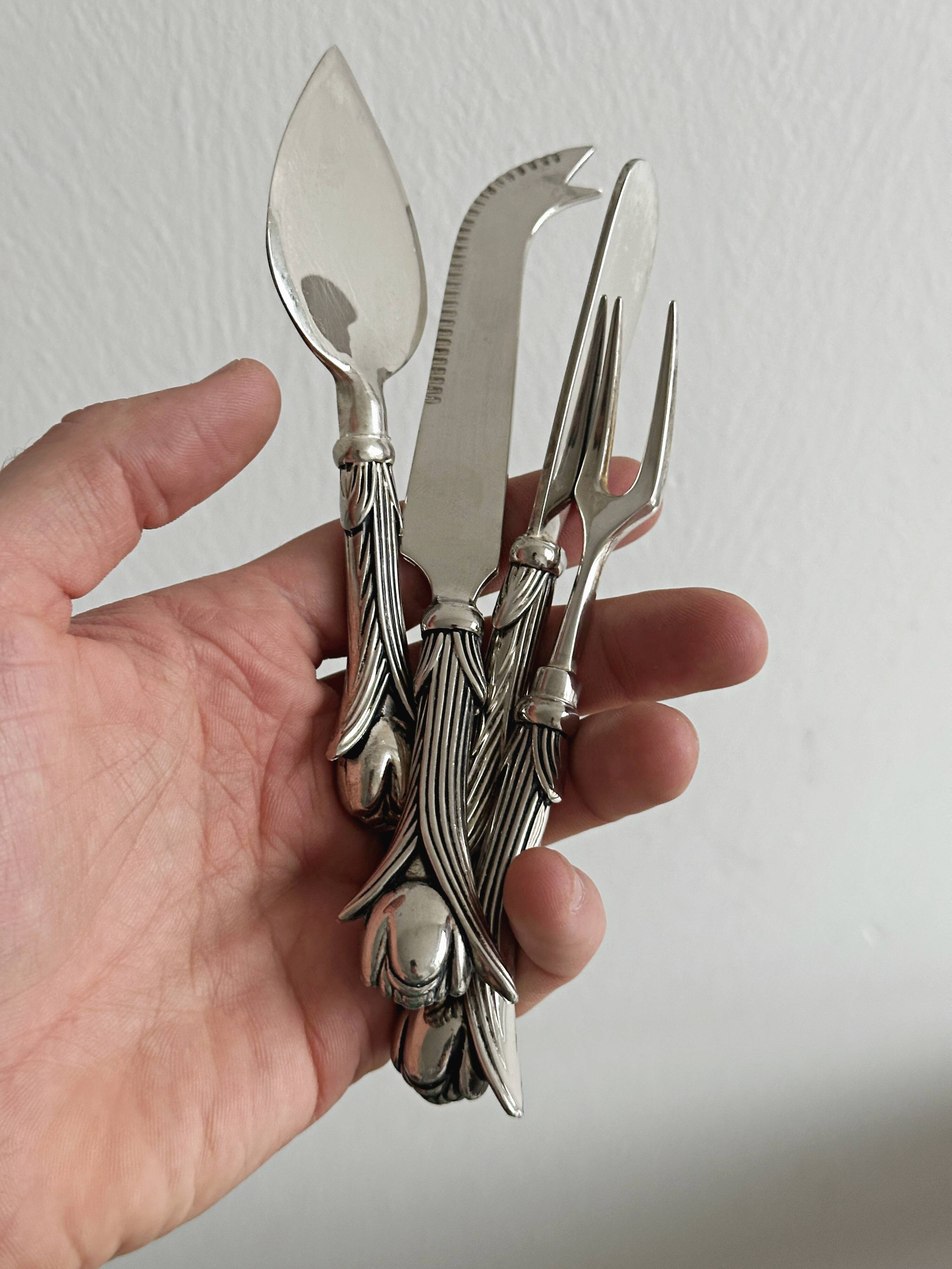 silver-plated cutlery with tulip design
