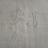 Old large rustic linen tablecloth 295 x 140 cm