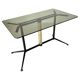 Vintage coffee table with smoked glass top and iron and brass base, Italy 1960s