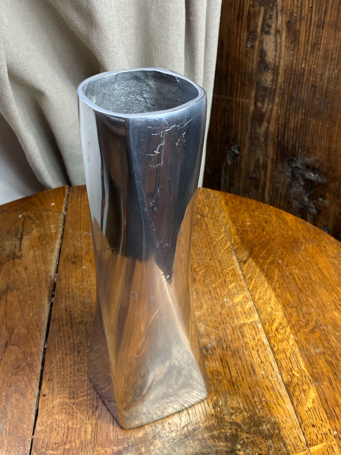 Twisted aluminium vase