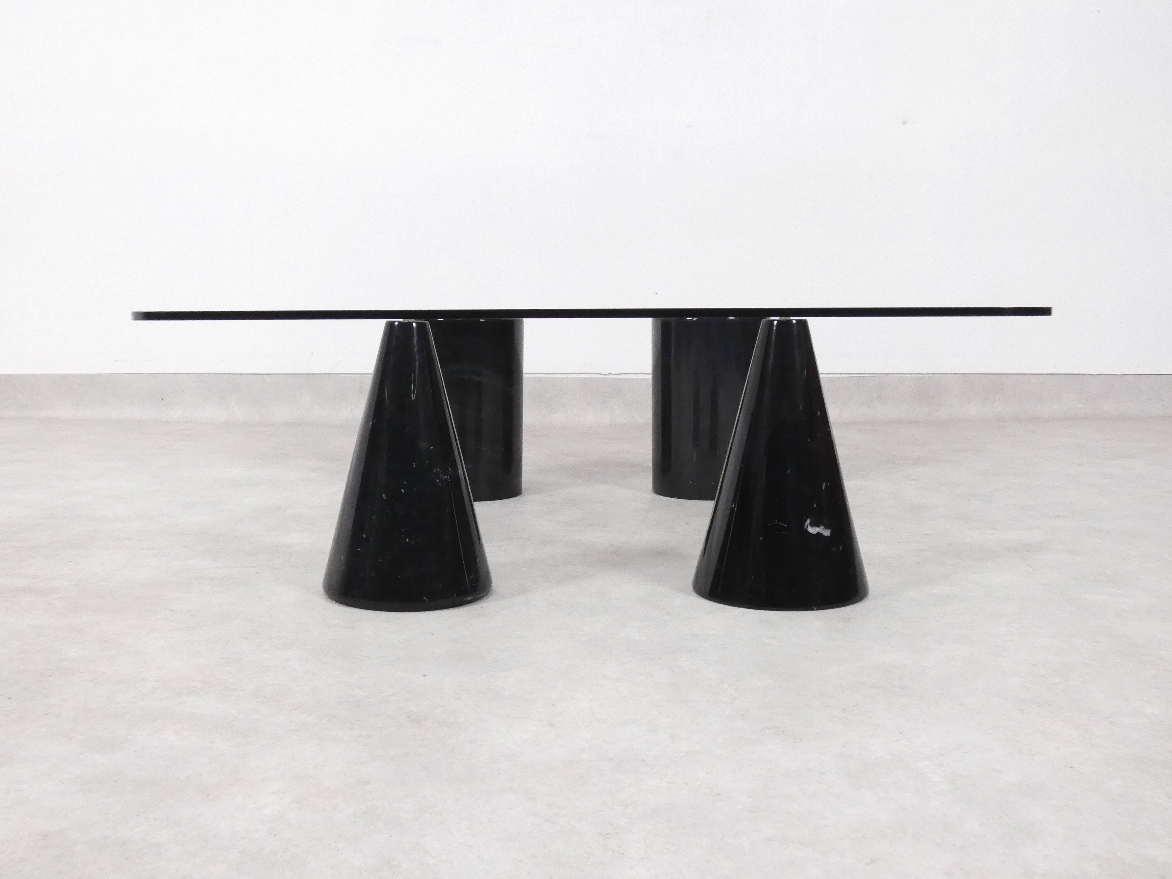 Vintage Italian Rectangular Marble Coffee Table with Glass Top