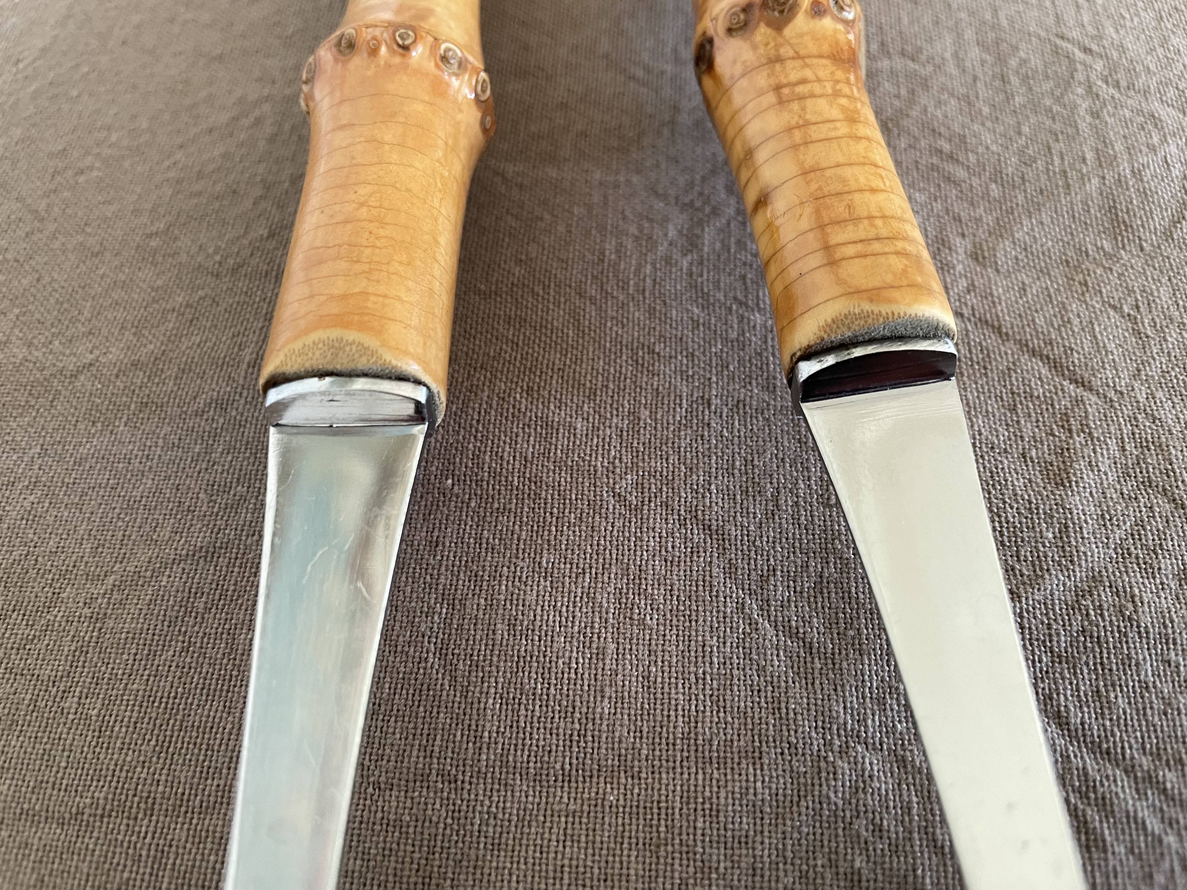 Salad servers with bamboo handles