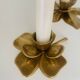 Set of 3 old brass candlesticks in the shape of flowers