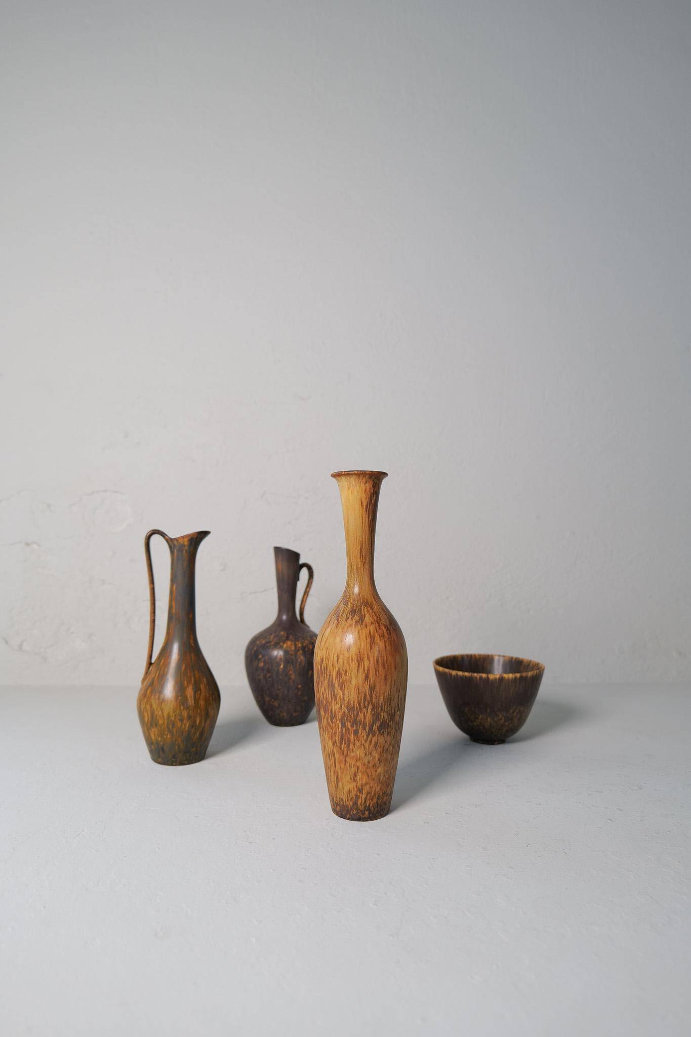 Collection of 4 Ceramic Vases by Gunnar Nylund Rörstrand Sweden, 1950s
