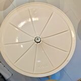 Tulip table white base and black marble marked by Saarinen edition knoll international