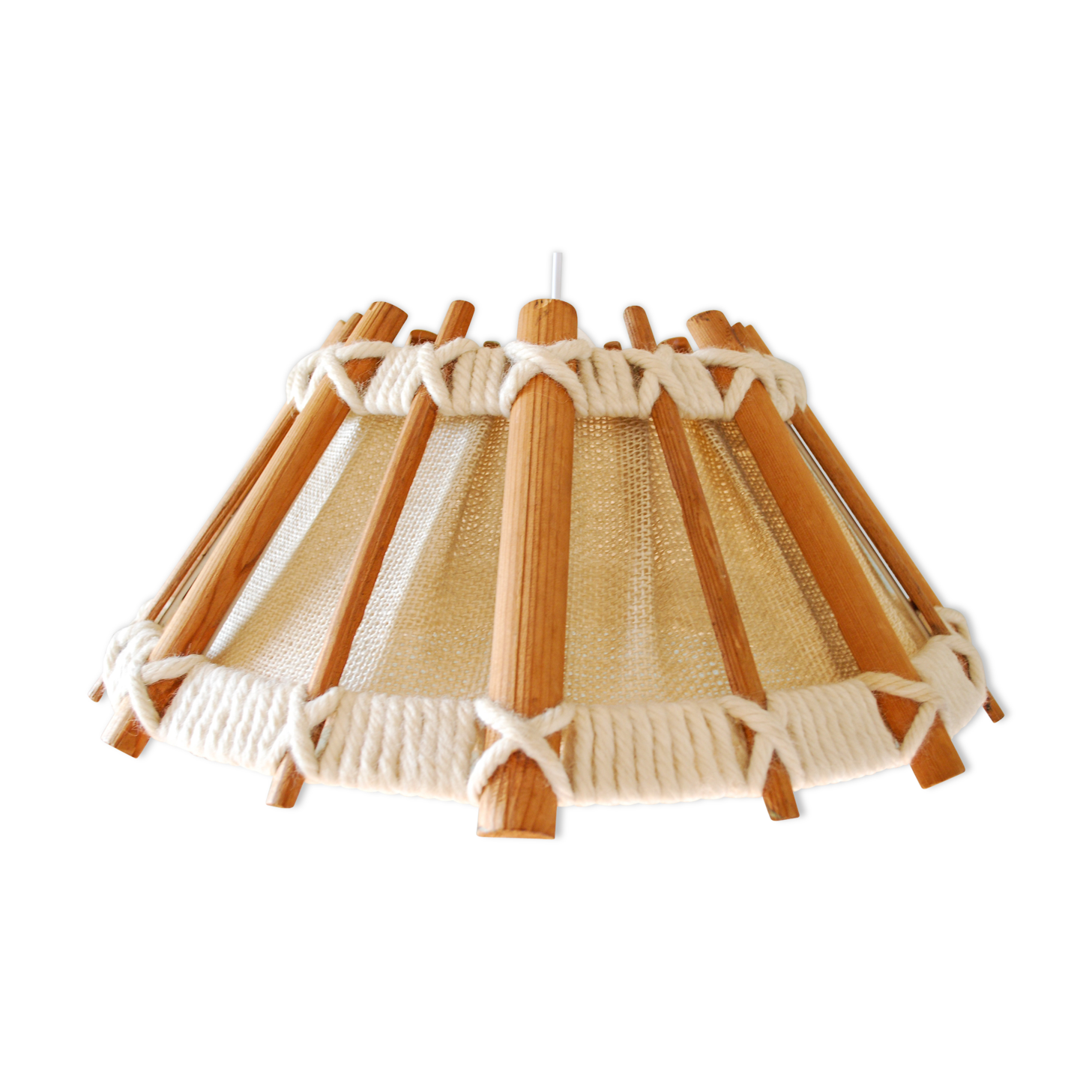 Vintage suspension wood, linen and wool