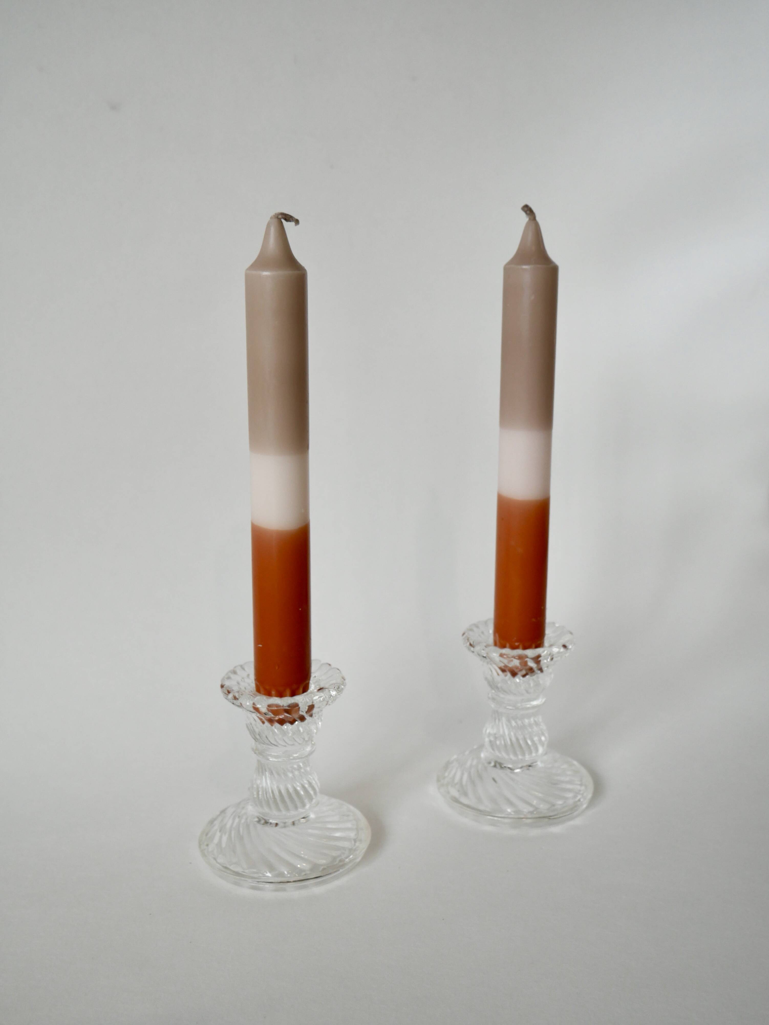 pair of molded glass candlesticks 1950