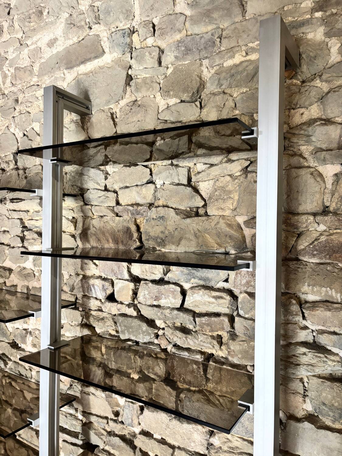Modular metal and glass bookcase for Roche Bobois, 1970