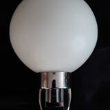 Wall lamp chrome and globe in frosted glass - 80s