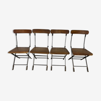 Series of 4 folding garden chairs