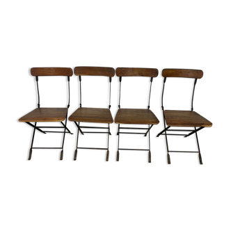 Series of 4 folding garden chairs