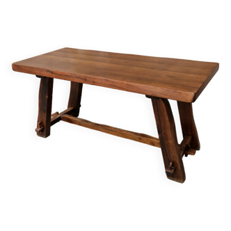 Brutalist table in solid elm