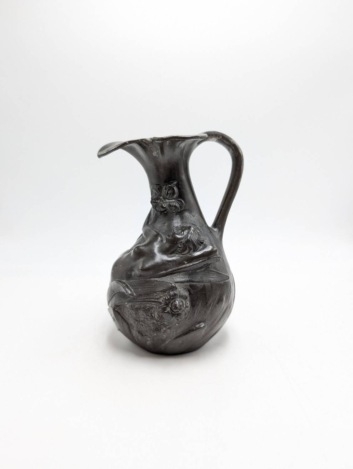 Pewter vase - art nouveau - nude woman j. garnier