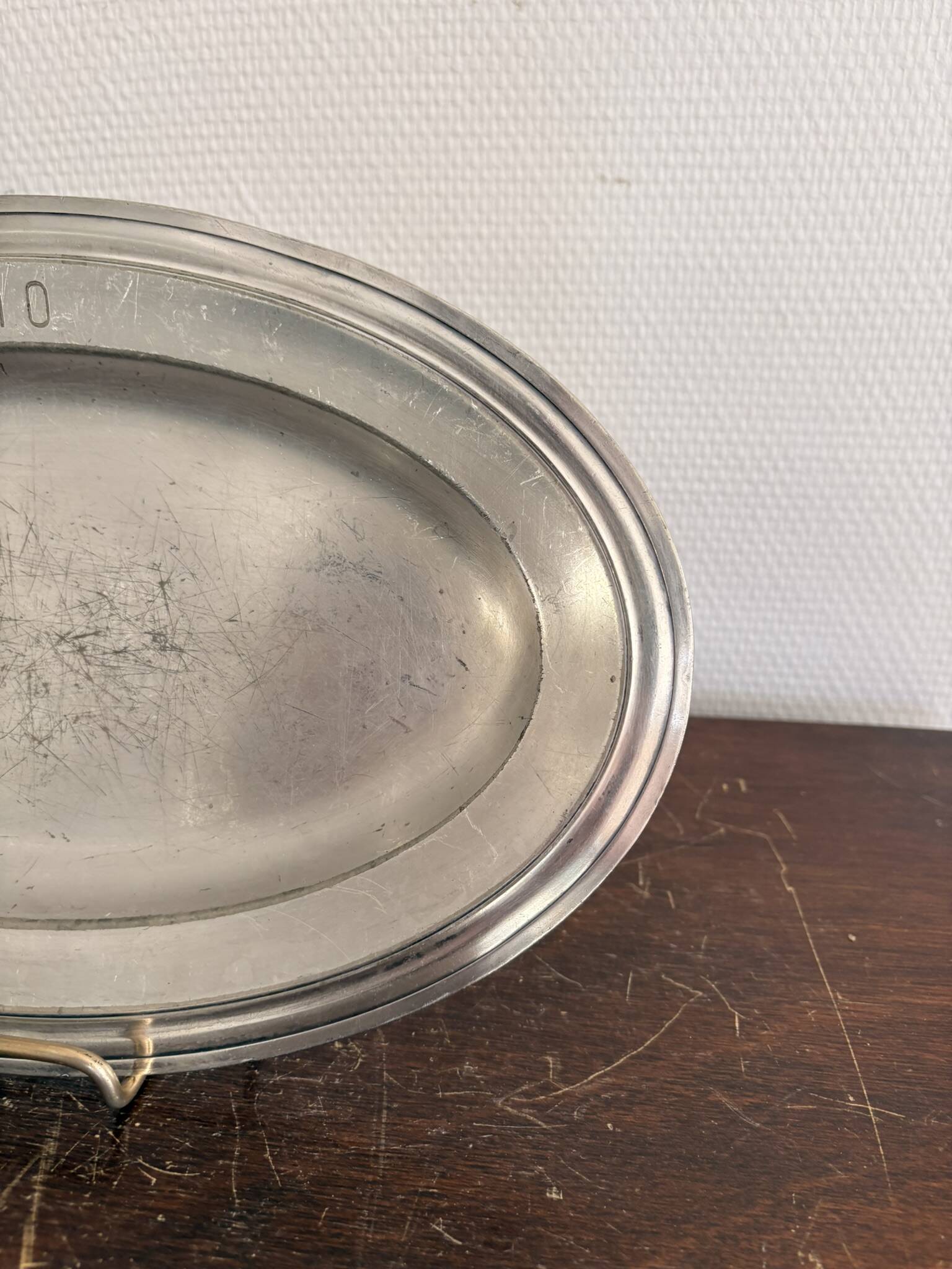 Antique Serving Dish Tray 18th Century Pewter Fondue HO