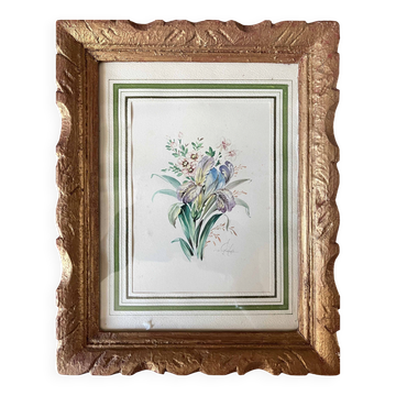 Watercolour painting "Garden Flowers" signed early 20th century