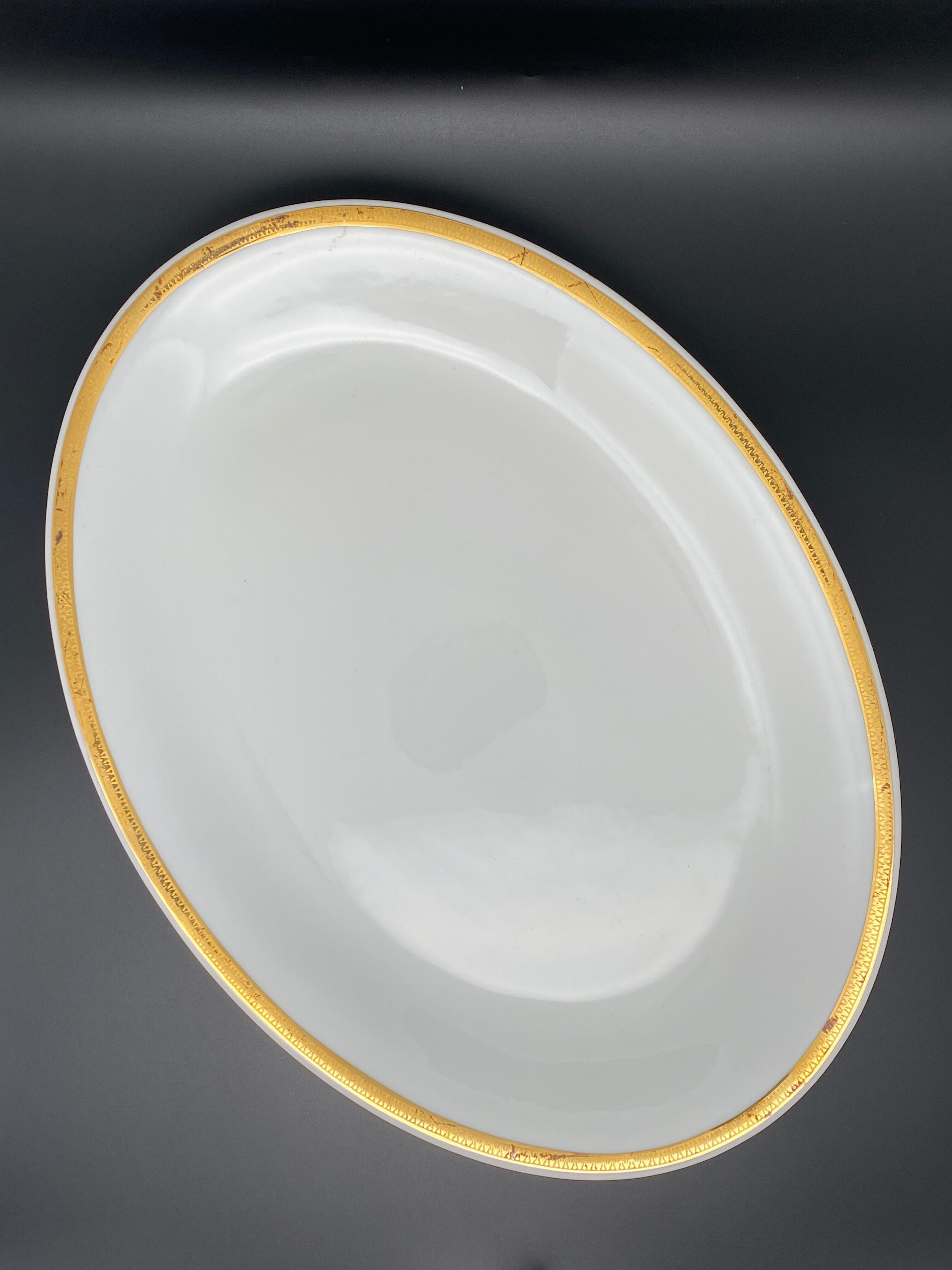 Oval serving dish Limoges gold edging