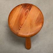 Scandinavian wooden tripod Stool solid pine in style of Ingvar Hildingsson