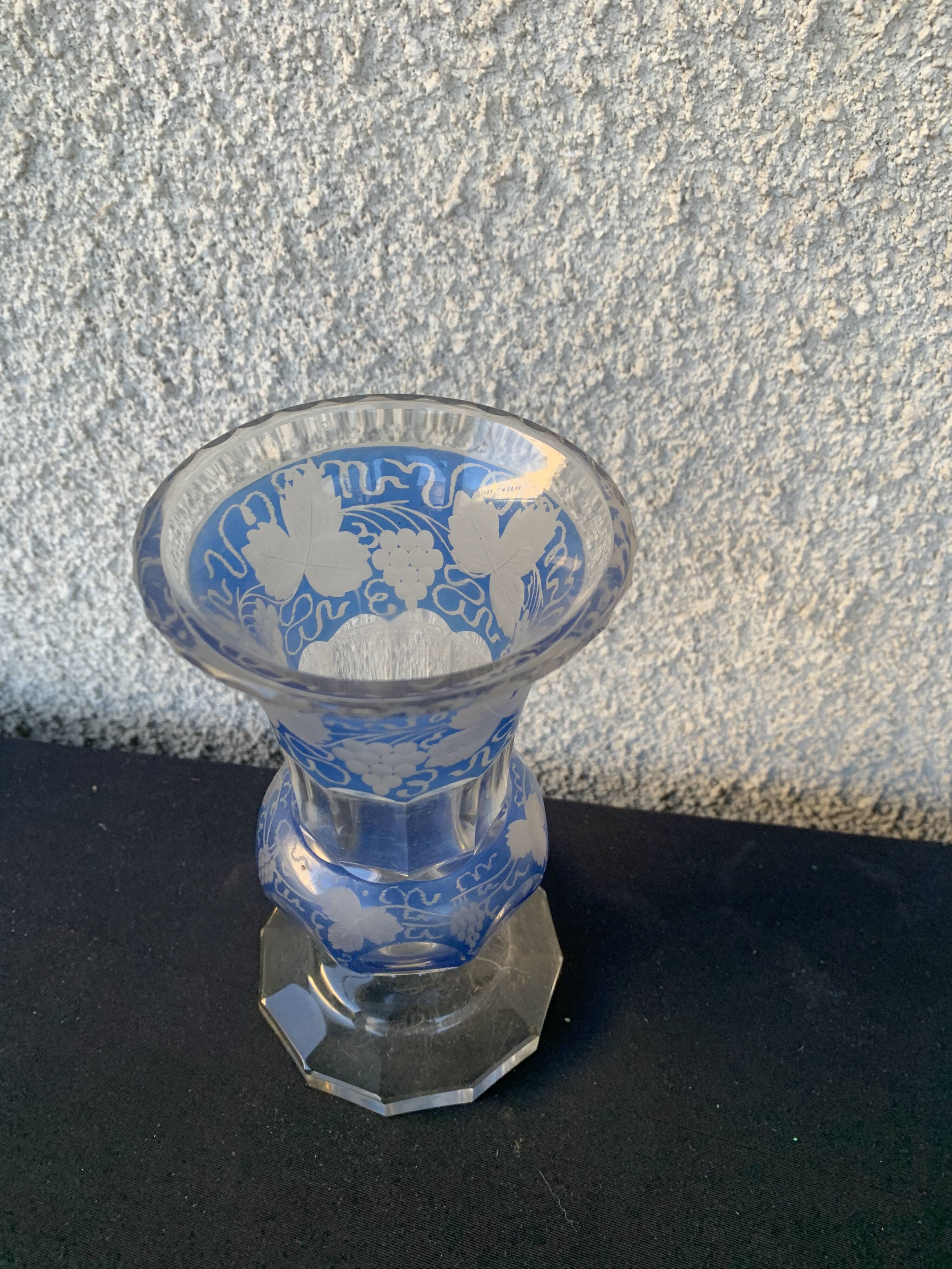 blue crystal vase medici shape