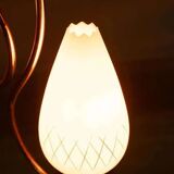 Suspension Midmod suédoise années 50, lampe vintage en opaline