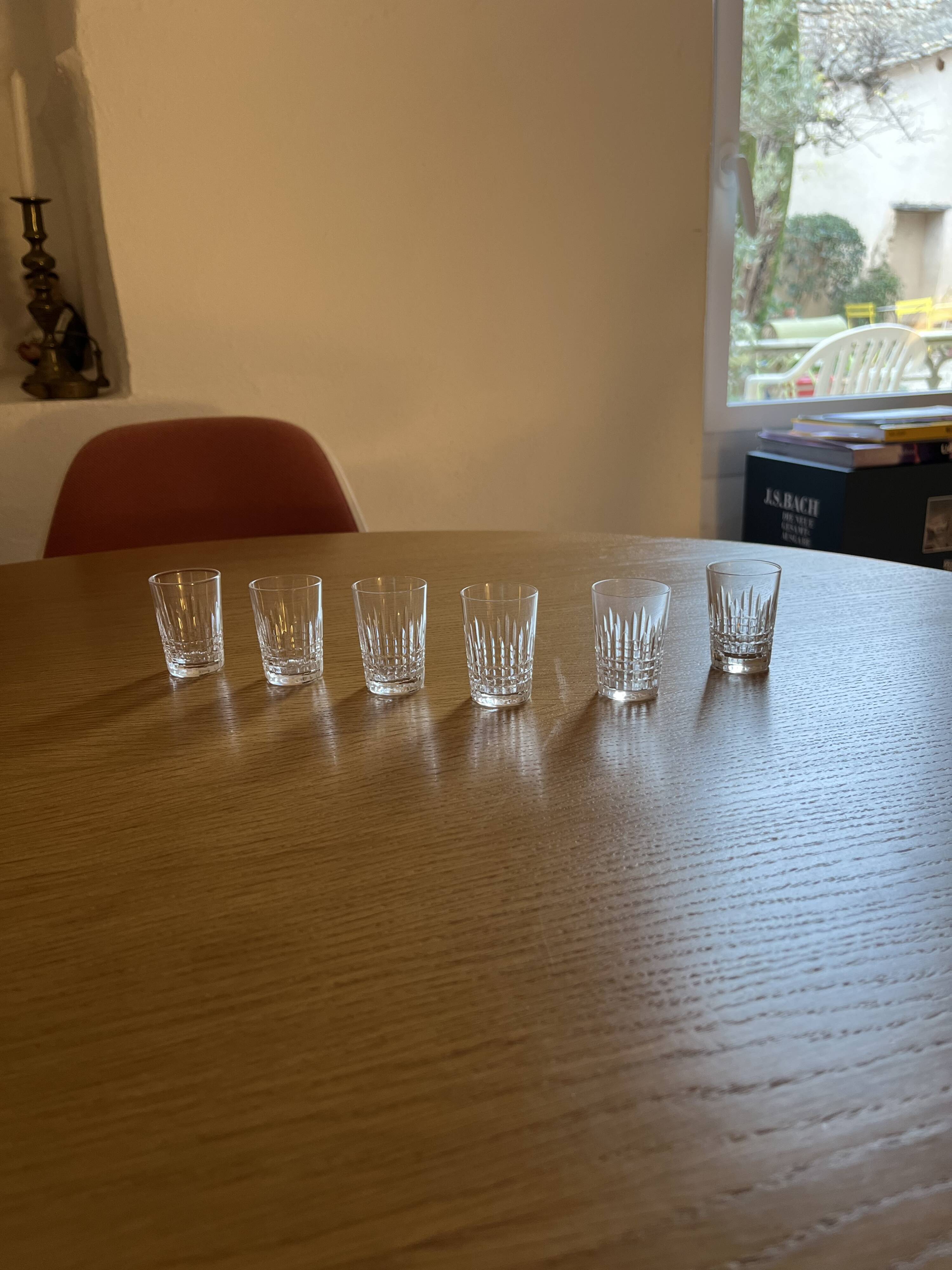 Baccarat liqueur set, glasses, and stand. Rare item.